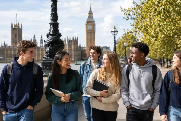 ragazzi durante una pausa del corsi di inglese in Inghilterra con alloggio