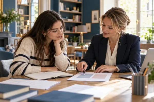 B1 o B2 Cambridge: quale scegliere? Studentessa e insegnante di inglese valutano insieme il percorso linguistico più adatto in una scuola moderna e accogliente.